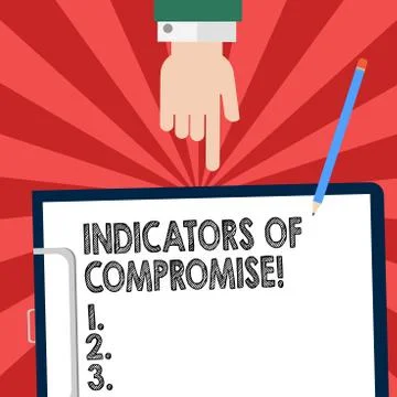 Handwriting text writing Indicators Of Compromise. Concept meaning artifact Illustrazione stock