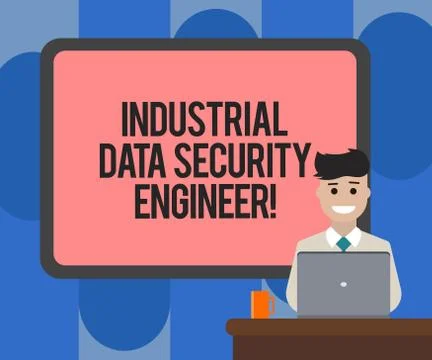 Handwriting text writing Industrial Data Security Engineer. Concept meaning Stock Illustration