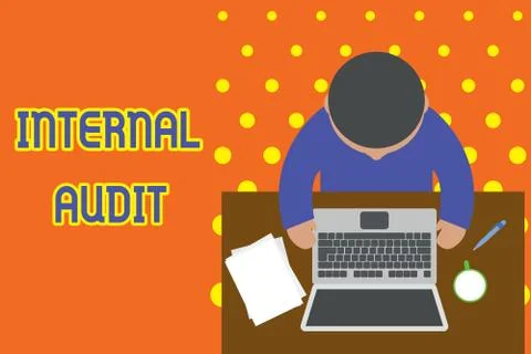 Handwriting text writing Internal Audit. Concept meaning Evaluates the 스톡 일러스트
