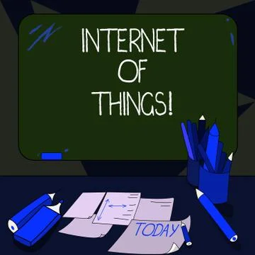 Handwriting text writing Internet Of Things. Concept meaning interconnection via 스톡 일러스트