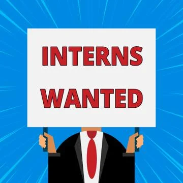 Handwriting text writing Interns Wanted. Concept meaning Looking for on the job Stock Illustration