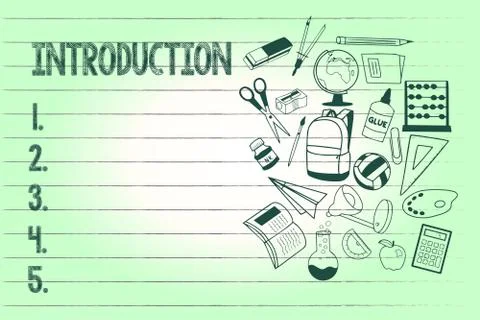 Handwriting text writing Introduction. Concept meaning First part of a document Stock Illustration