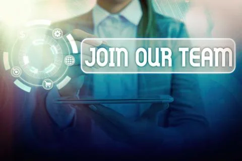 Handwriting text writing Join Our Team. Concept meaning inviting someone to join Stock Photos