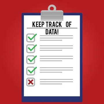 Handwriting text writing Keep Track Of Data. Concept meaning Be aware of digital Illustrazione stock