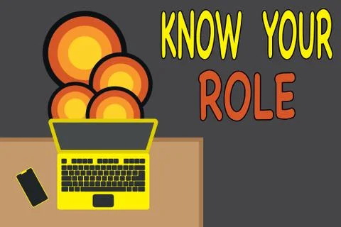 Handwriting text writing Know Your Role. Concept meaning end acting outside who Stock Illustration