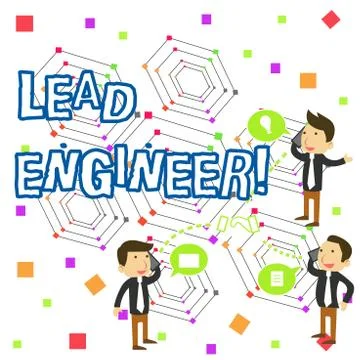 Handwriting text writing Lead Engineer. Concept meaning control his team and  Stock Illustration