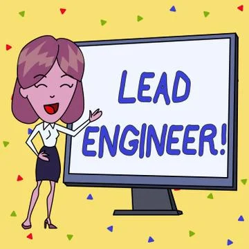 Handwriting text writing Lead Engineer. Concept meaning control his team and  Stock Illustration