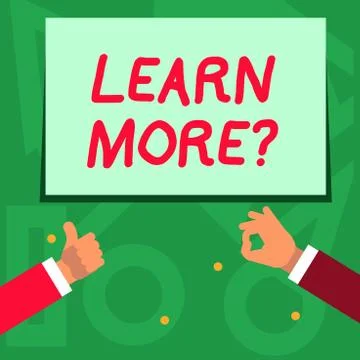 Handwriting text writing Learn More question. Concept meaning gain knowledge or Illustrazione stock