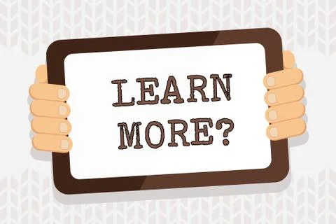 Handwriting text writing Learn More question. Concept meaning gain knowledge or Stock Illustration
