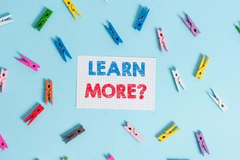 Handwriting text writing Learn More question. Concept meaning gain knowledge or Stock Photos
