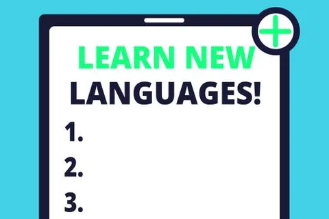 Handwriting text writing Learn New Languages. Concept meaning developing ability Stock Illustration