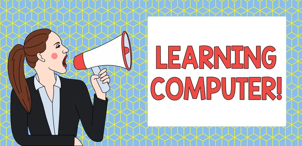 Handwriting text writing Learning Computer. Concept meaning learn more about Stock Illustration