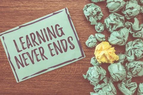 Handwriting text writing Learning Never Ends. Concept meaning Life Long Educa Foto stock