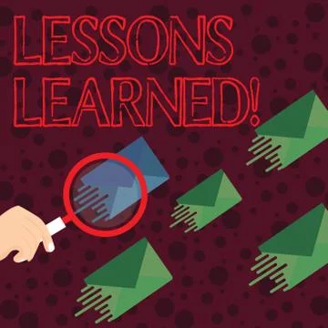 Handwriting text writing Lessons Learned. Concept meaning learning gained from Stock Illustration