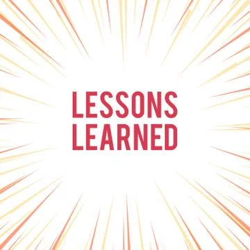 Handwriting text writing Lessons Learned. Concept meaning the knowledge or Illustrazione stock