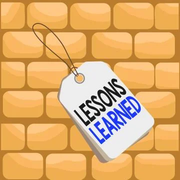 Handwriting text writing Lessons Learned. Concept meaning experiences distilled Illustrazione stock