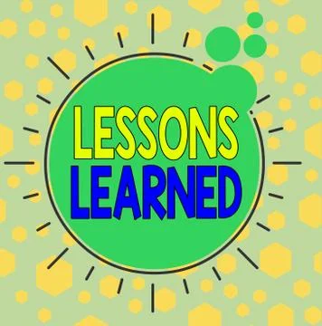 Handwriting text writing Lessons Learned. Concept meaning experiences distilled Illustrazione stock