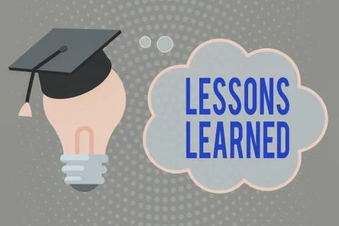 Handwriting text writing Lessons Learned. Concept meaning experiences garnered Stockillustratie