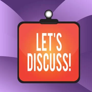Handwriting text writing Lets Discuss. Concept meaning asking someone to talk Stock Illustration