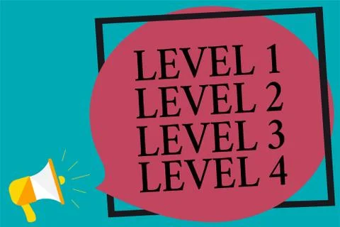 Handwriting text writing Level 1 Level 2 Level 3 Level 4. Concept meaning Steps Stock Illustration