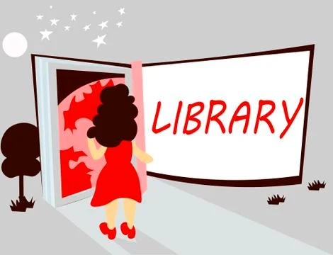 Handwriting text writing Library. Concept meaning Building room containing books Ilustración de archivo