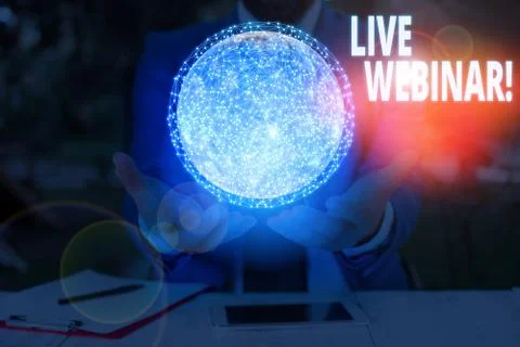 Handwriting text writing Live Webinar. Concept meaning presentation lecture or Stockfoto's