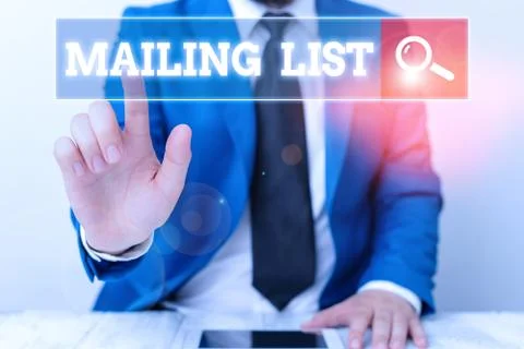 Handwriting text writing Mailing List. Concept meaning list of showing who Stock Photos