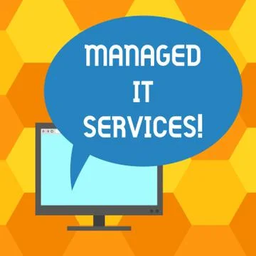 Handwriting text writing Managed It Services. Concept meaning assumes Illustrazione stock