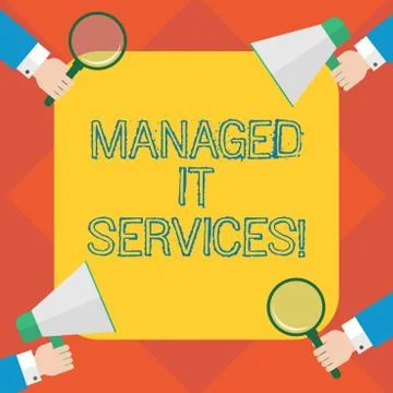 Handwriting text writing Managed It Services. Concept meaning assumes Illustrazione stock