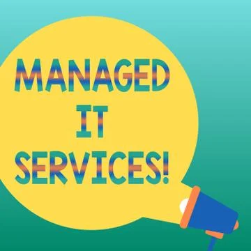 Handwriting text writing Managed It Services. Concept meaning assumes Illustrazione stock