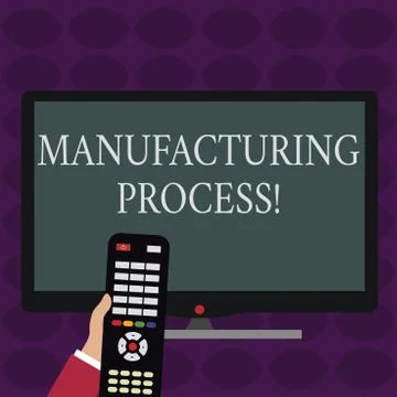 Handwriting text writing Manufacturing Process. Concept meaning steps which raw Illustrazione stock