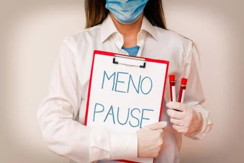 Handwriting text writing Meno Pause. Concept meaning the process through which a Stock Photos