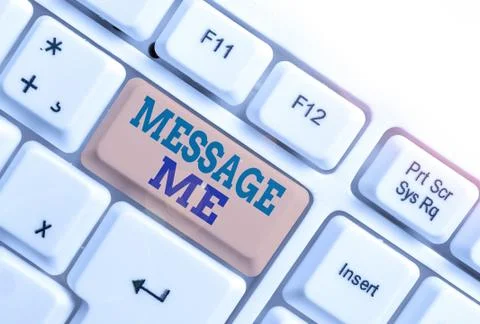 Handwriting text writing Message Me. Concept meaning To ask someone to send you 스톡 사진