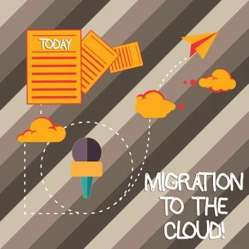 Handwriting text writing Migration To The Cloud. Concept meaning Transfer data Stock Illustration