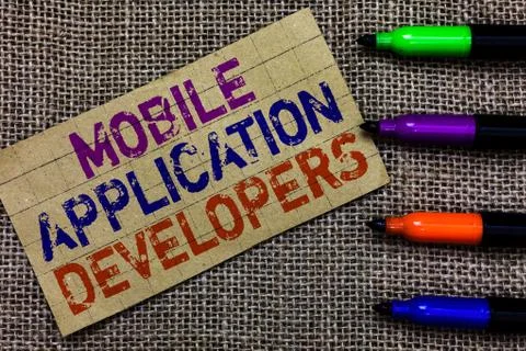 Handwriting text writing Mobile Application Developers. Concept meaning creat Stock Photos