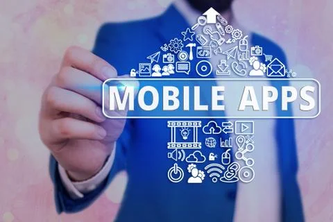 Handwriting text writing Mobile Apps. Concept meaning a software application 스톡 사진