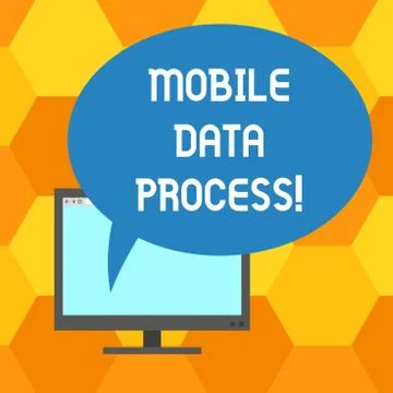 Handwriting text writing Mobile Data Process. Concept meaning combination of Illustrazione stock