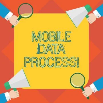 Handwriting text writing Mobile Data Process. Concept meaning combination of Stock-Illustration