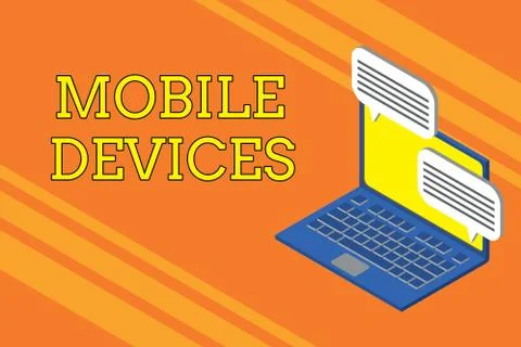 Handwriting text writing Mobile Devices. Concept meaning A portable computing Stock Illustration