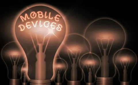 Handwriting text writing Mobile Devices. Concept meaning A portable computing Stock Illustration