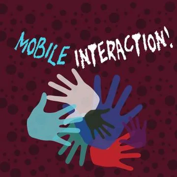 Handwriting text writing Mobile Interaction. Concept meaning the interaction Illustrazione stock