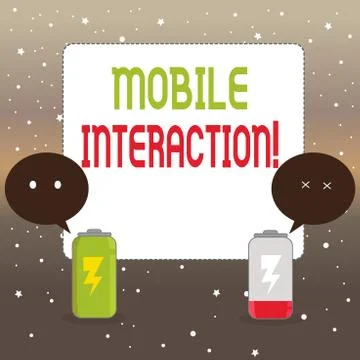 Handwriting text writing Mobile Interaction. Concept meaning the interaction Illustrazione stock