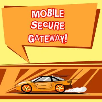 Handwriting text writing Mobile Secure Gateway. Concept meaning Securing devices Stock Illustration