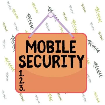 Handwriting text writing Mobile Security. Concept meaning efforts to secure data 库存插图