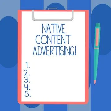 Handwriting text writing Native Content Advertising. Concept meaning Ad Stock Illustration