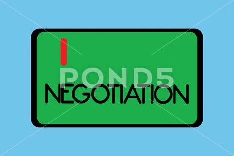 Handwriting text writing Negotiation. Concept meaning Discussion aimed at Stock Illustration