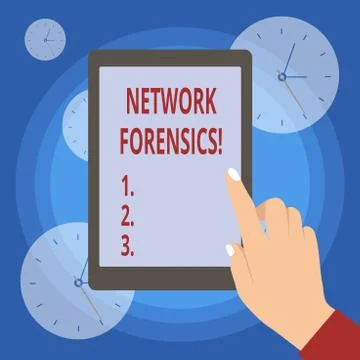 Handwriting text writing Network Forensics. Concept meaning monitoring and Stock Illustration