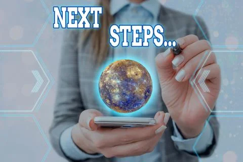 Handwriting text writing Next Steps. Concept meaning something you do after you Stock Photos