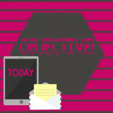 Handwriting text writing Objective. Concept meaning Goal planned to be achieved Stock Illustration