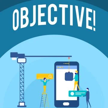 Handwriting text writing Objective. Concept meaning Goal planned to be achieved Stock Illustration